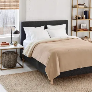 Eddie Bauer - Full Heated Blanket, Soft Fleece Electric Blanket with Sherpa Reverse, Warm Bedding with Low-Voltage Technology (Khaki, Full)