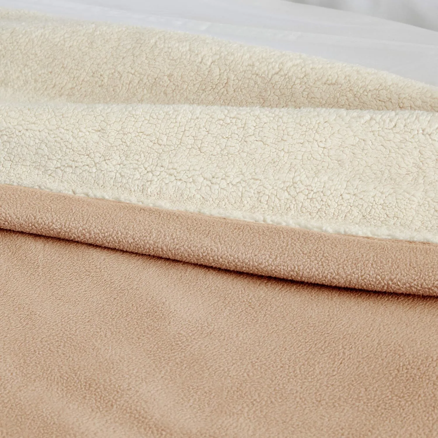 Eddie Bauer - Full Heated Blanket, Soft Fleece Electric Blanket with Sherpa Reverse, Warm Bedding with Low-Voltage Technology (Khaki, Full)
