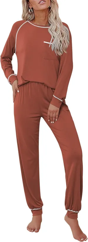 Ekouaer Pajamas Set for Women Soft Comfy Pjs Sets Long Sleeve Sleepwear Loungewear S-XXL