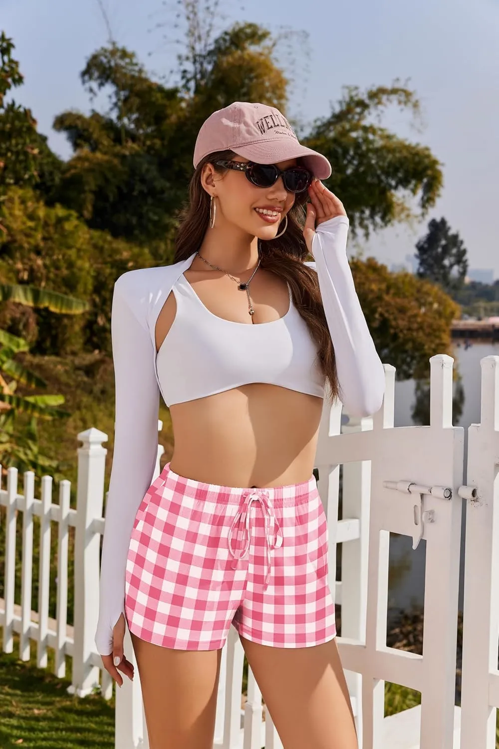 Ekouaer Womens 2 Pack Pajama Shorts Comfy Lounge Bottom Y2k Printed Sleep Short with Pockets Pj Bottoms S-XXL