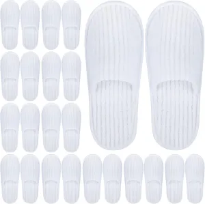 Elcoho 12 Pairs Closed Toe Spa Slippers Reusable Slippers Coral Fleece Washable Disposable Home Slippers for Women Men Guests Hotels House Slippers Housewarming Indoors Bathroom Party Traveling