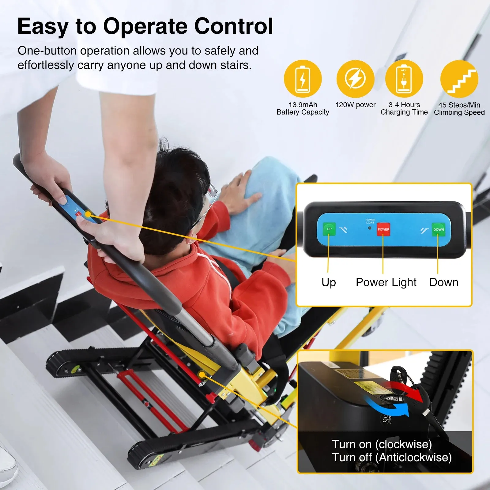 Electric Stair Climbing Chair Foldable Emergency Stair Lift Wheelchair