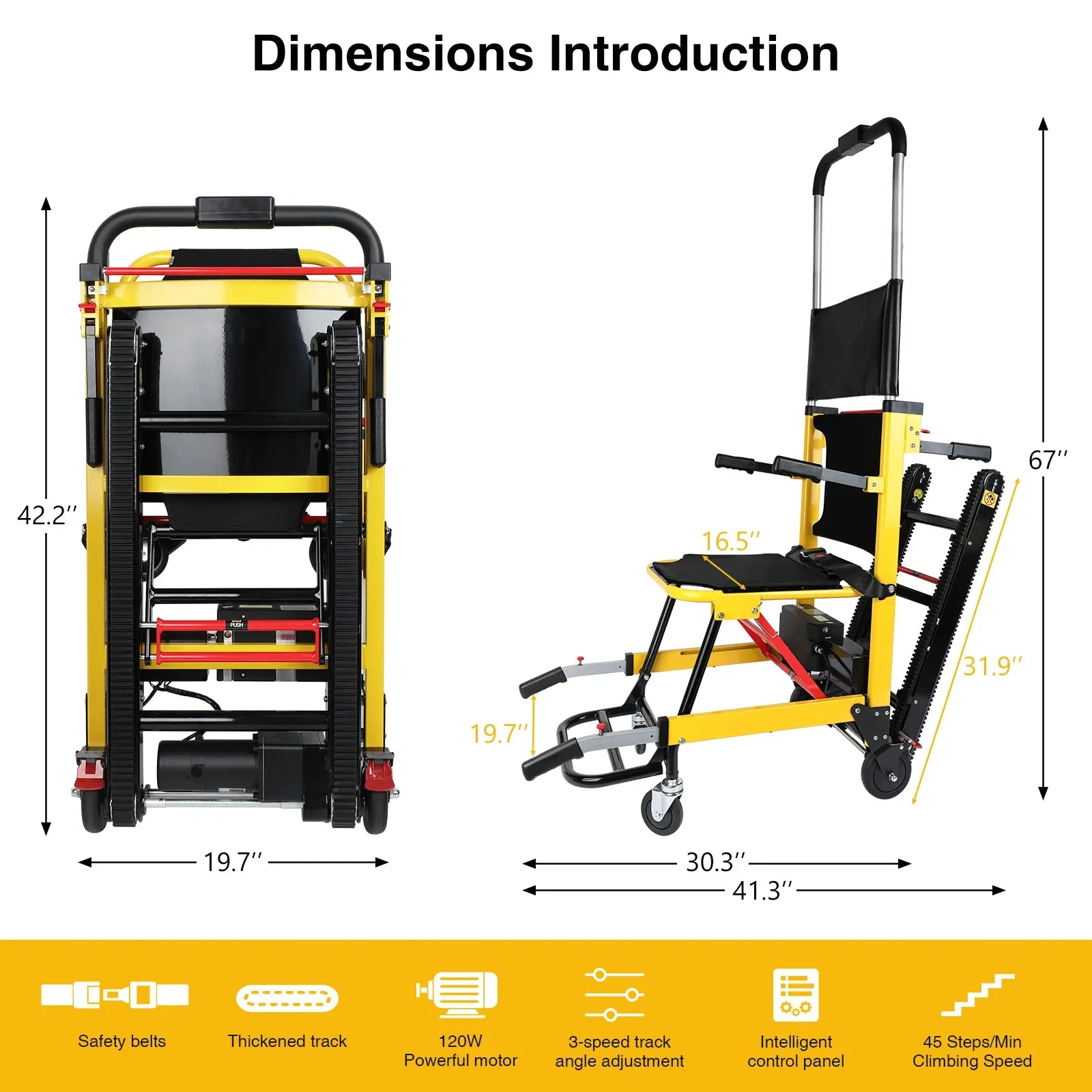 Electric Stair Climbing Chair Foldable Emergency Stair Lift Wheelchair