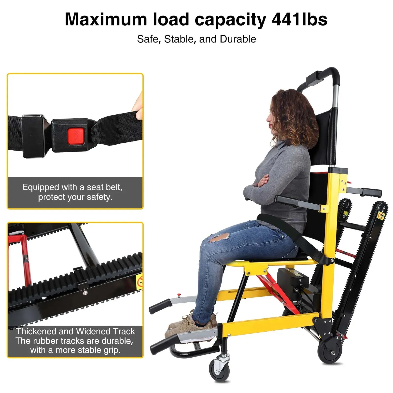 Electric Stair Climbing Chair Foldable Emergency Stair Lift Wheelchair