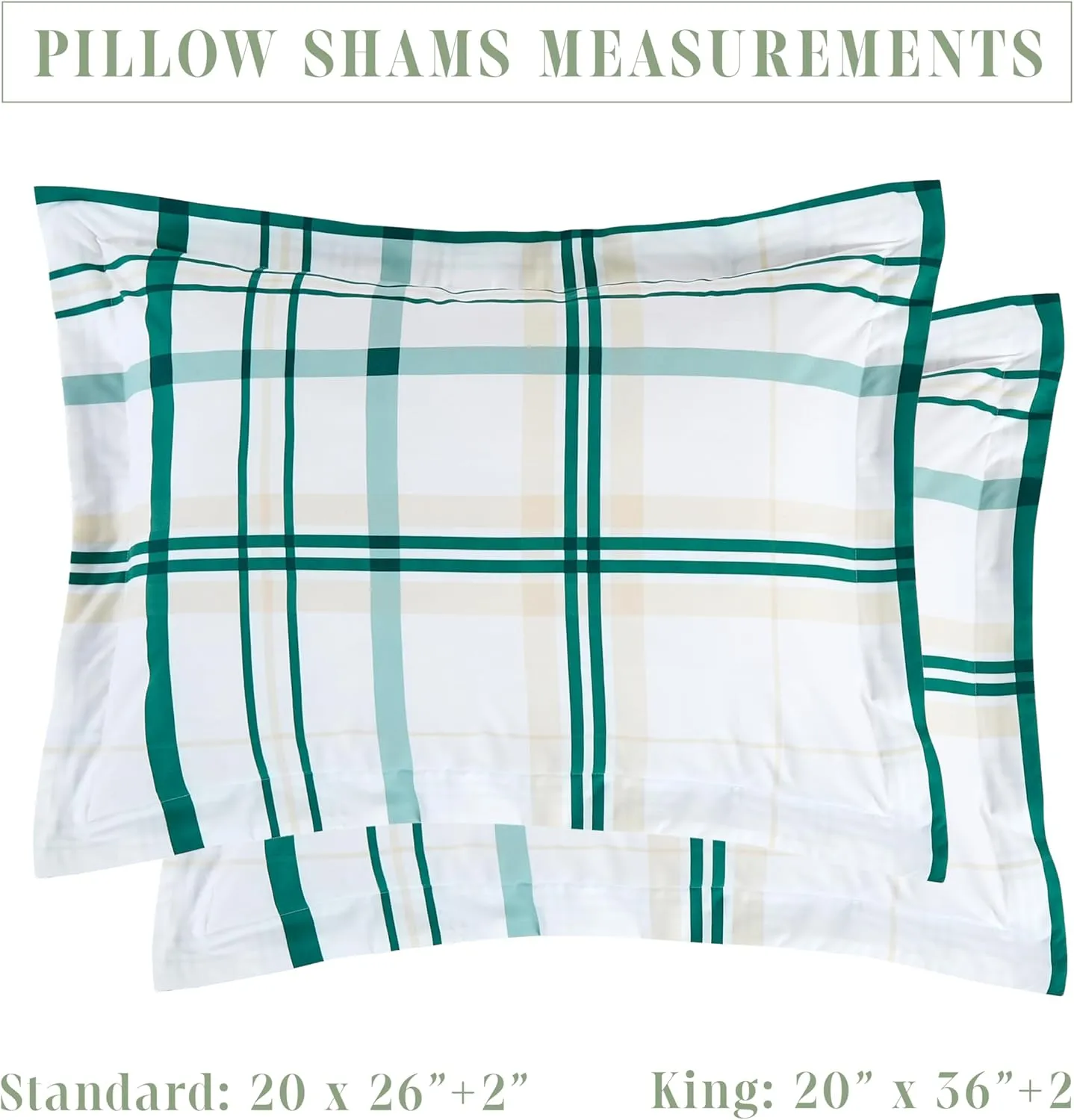 Elegant Comfort 8-Piece Lodge Plaid Reversible Comforter Set - All Season Bed in a Bag, 4-Piece Sheet Set Featuring Smart Pockets, Matching Shams and Decorative Pillow, Full/Queen, Emerald Green