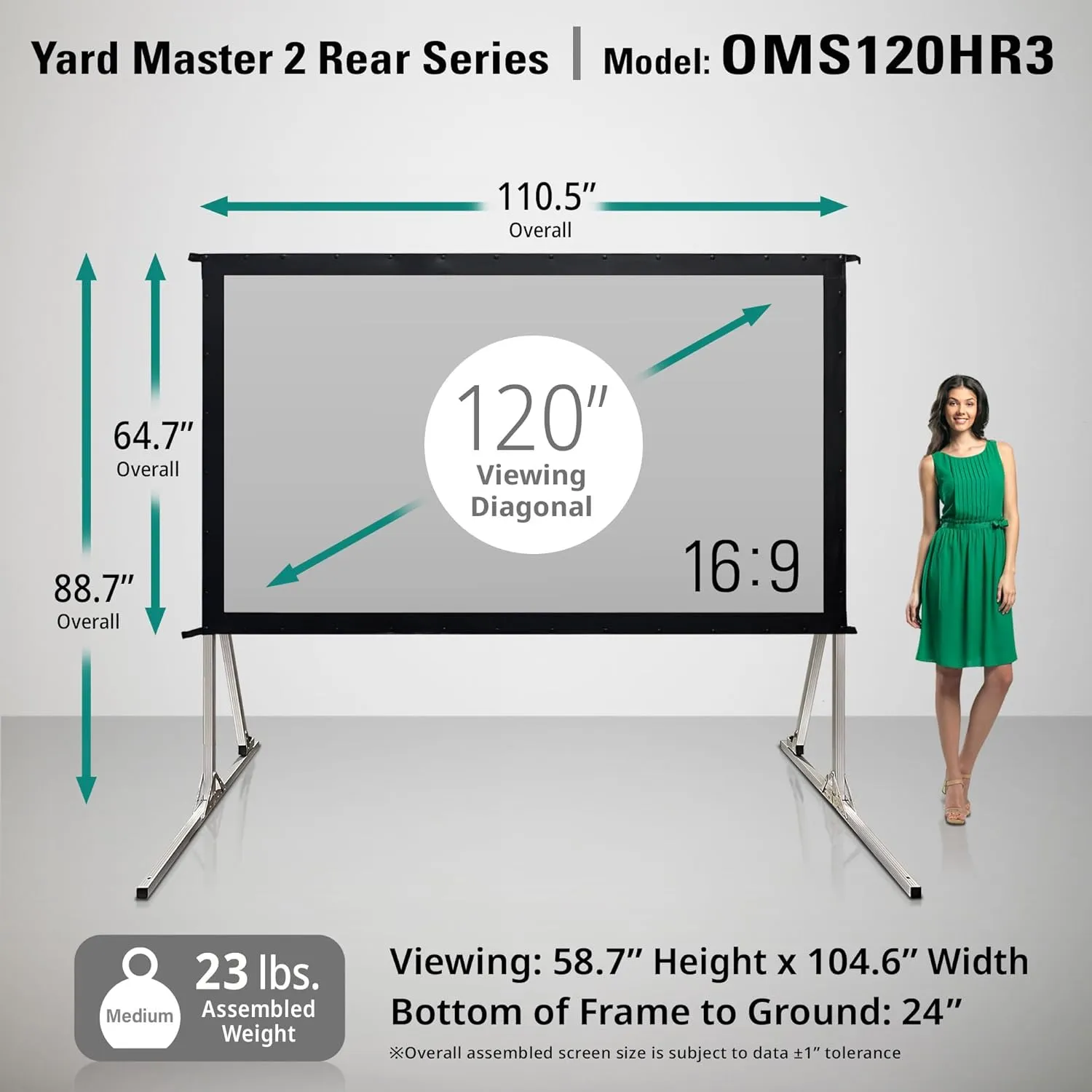 Elite Screens Yard Master 2, 120-inch Outdoor Portable Fast Folding Projector Screen w/ Stand 16:9, 8K 4K Ultra HD 3D Movie Theater Cinema REAR Projection, OMS120HR3, US Based Company 2-YEAR WARRANTY