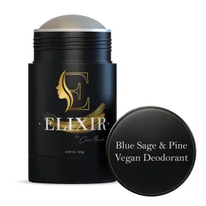 Elixir by Coco March Aluminum Free Vegan Deodorant -Blue Sage & Pine-Gentle Natural Ingredients w/Effective Odor Protection, Essential Oil Scent, Made w/Organic Coconut Oil & Shea Butter-2.98 oz