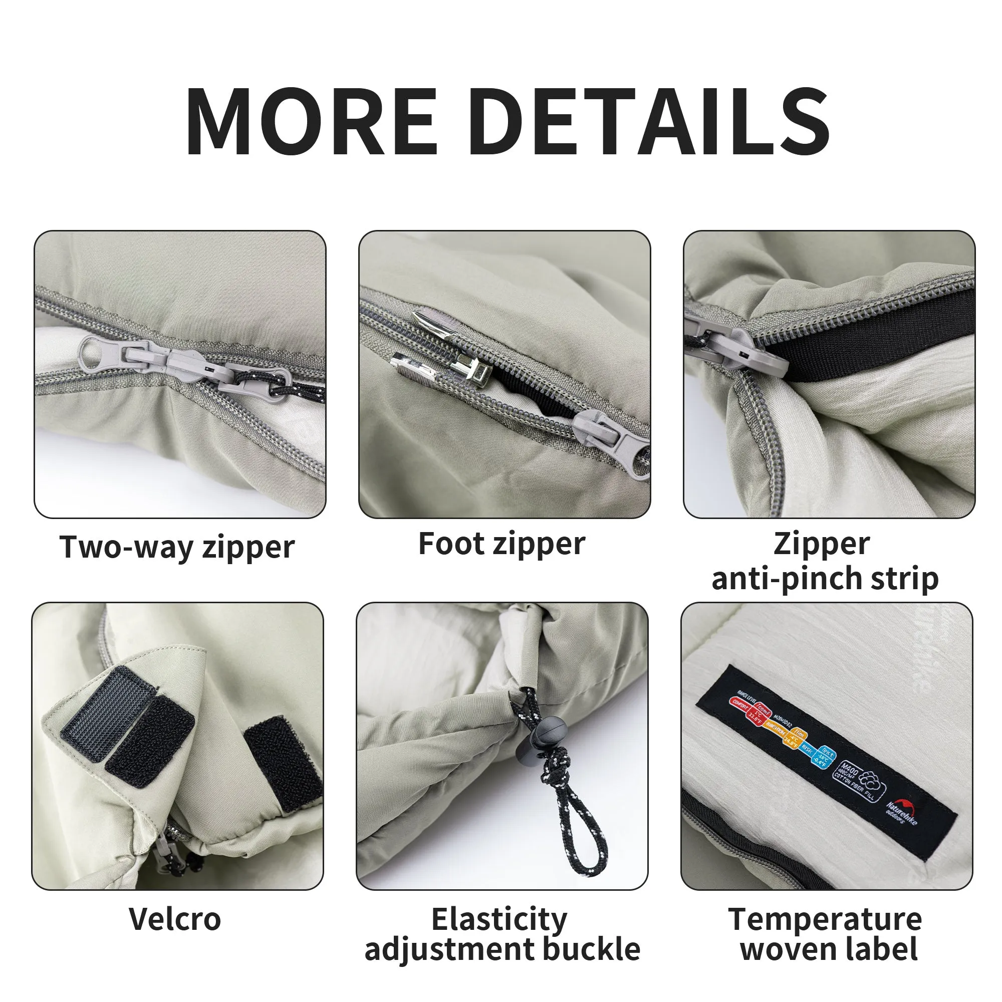 End-of-season sale Envelop Sleeping M180 Washable With Competitive Hood Cotton Naturehike Bag Grey