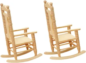 ERINGOGO Mini Rocking-Chair Ornament 1:12 Scale Vintage Style Miniature Doll House Furniture Set of 2