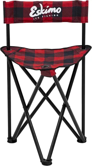 Eskimo Folding Ice Chair, Standard, Buffalo Plaid Adjustable Height, Alloy Steel Red/Black