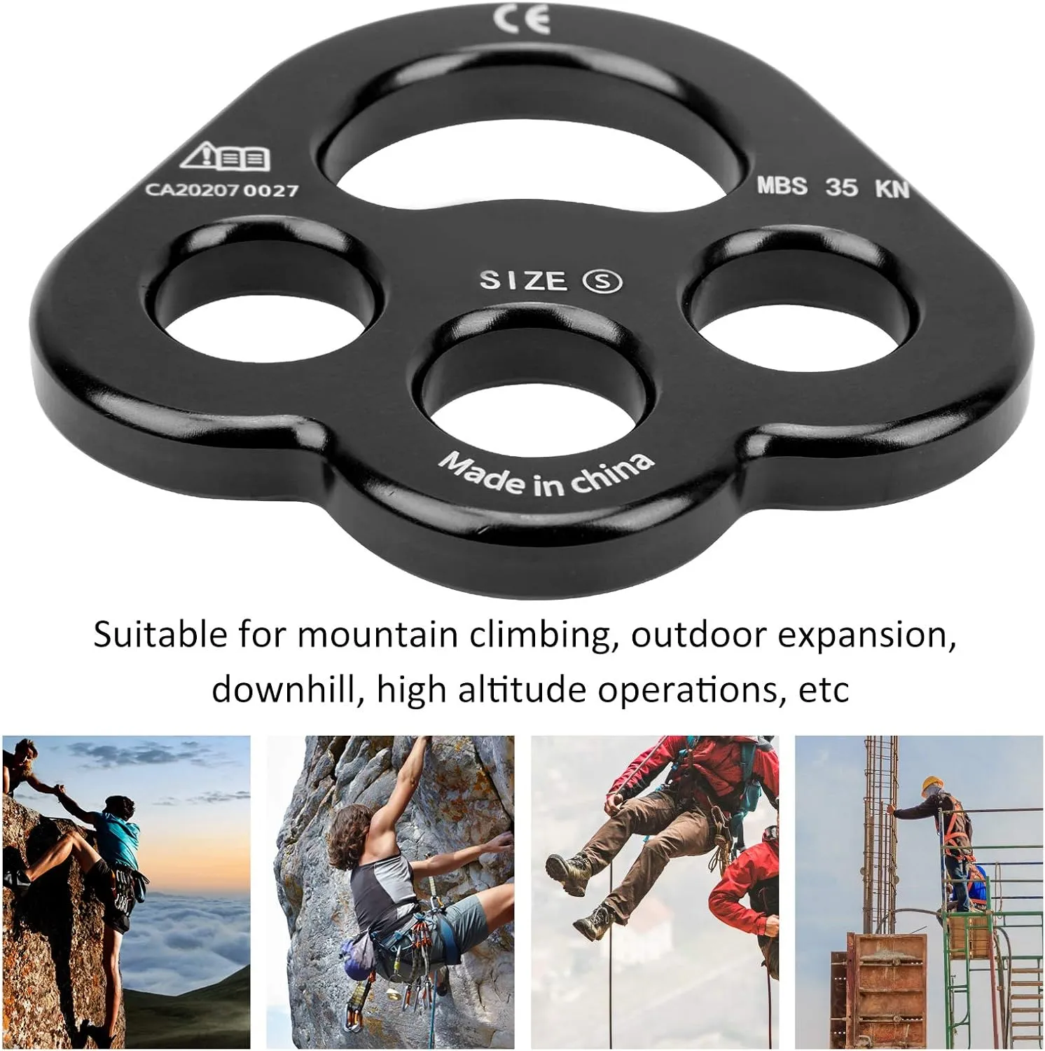 EVTSCAN Rope 3 Holes Force Rigging Plate Anchor Divider Finger Force Climbing Equipment
