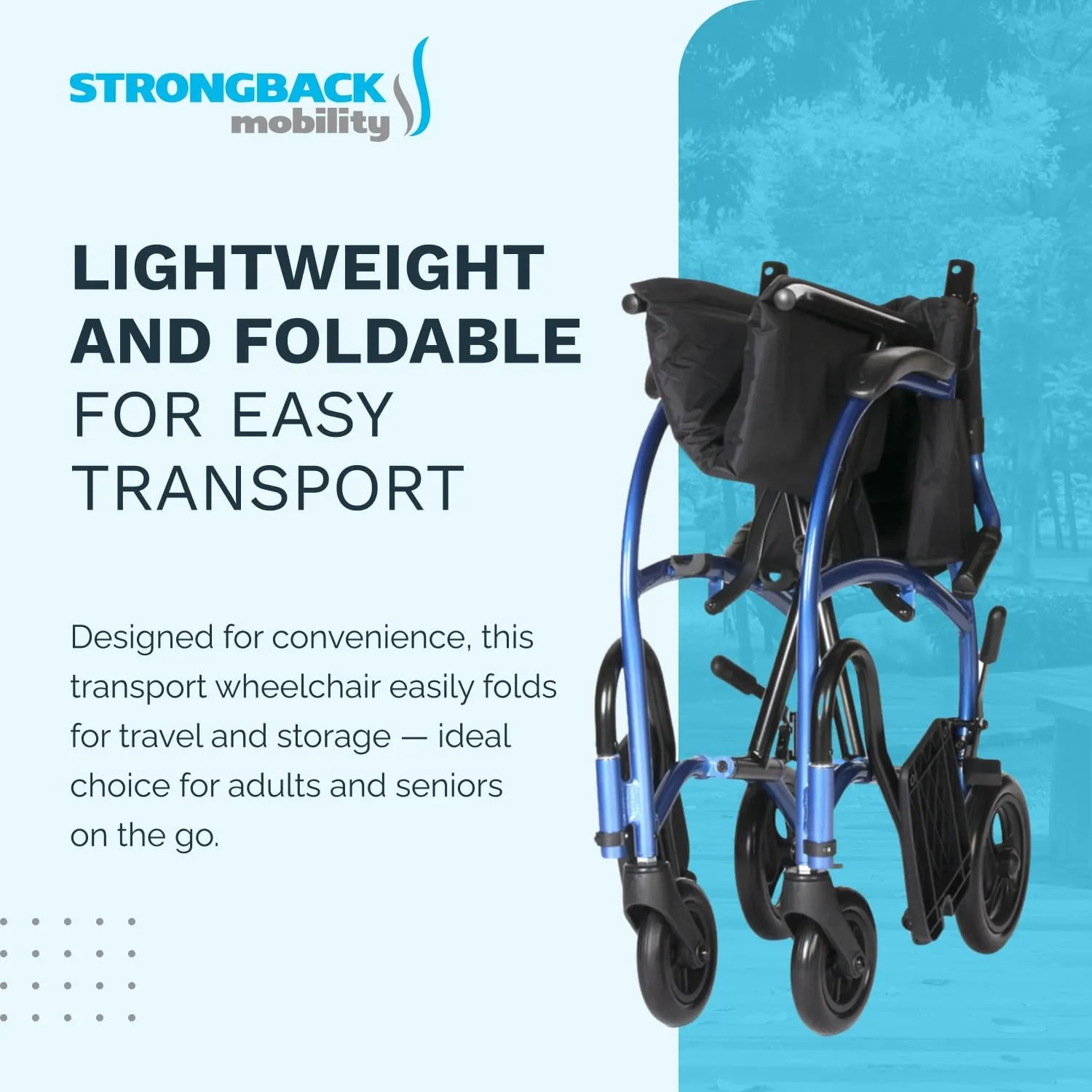 Excursion 8 Lightweight Portable Wheelchair for Adults and Seniors – Ergonomic Lumbar Support, Adjustable Footrests, Supports 300 lbs; 18" Seat (8" Rear Wheels)