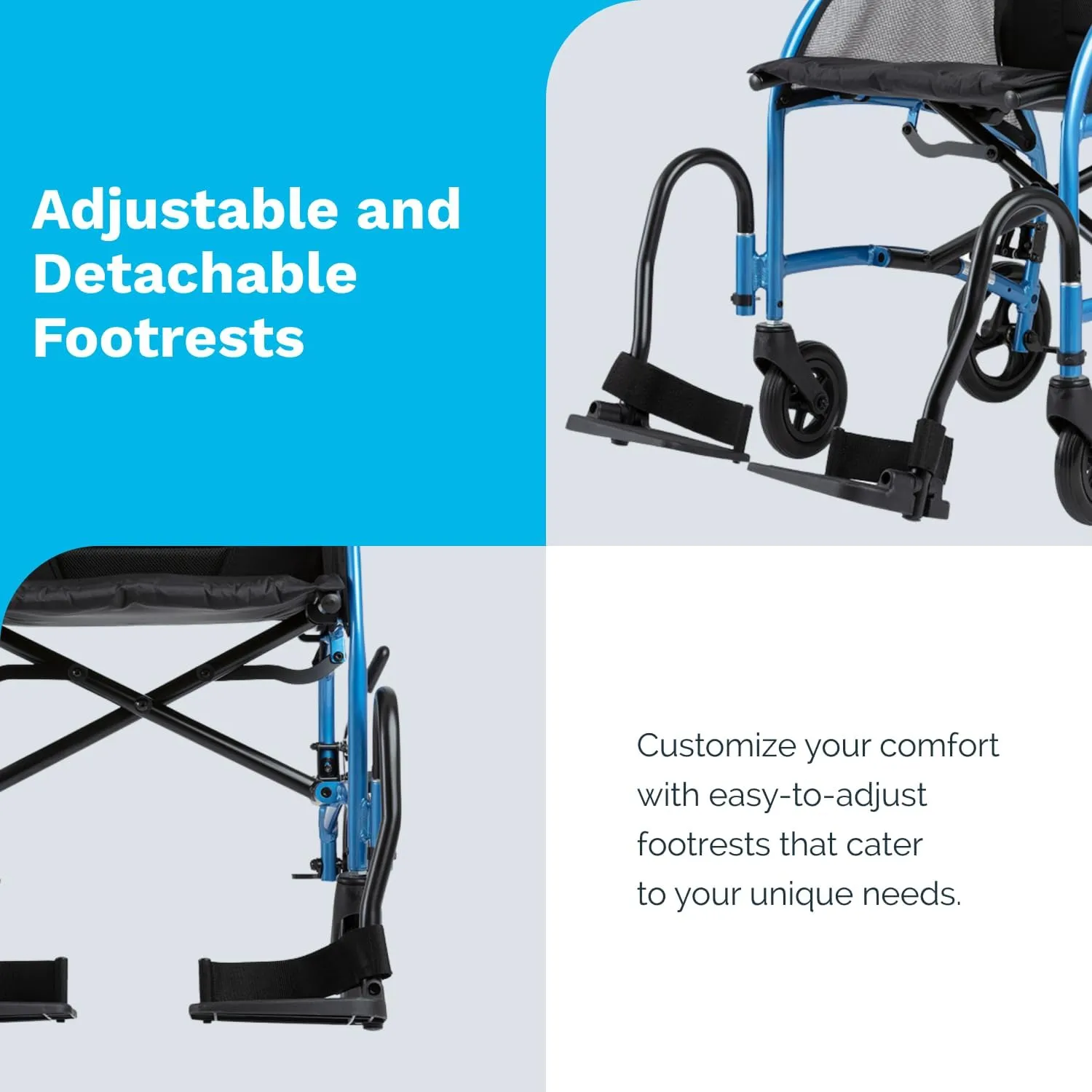Excursion 8 Lightweight Portable Wheelchair for Adults and Seniors – Ergonomic Lumbar Support, Adjustable Footrests, Supports 300 lbs; 18" Seat (8" Rear Wheels)