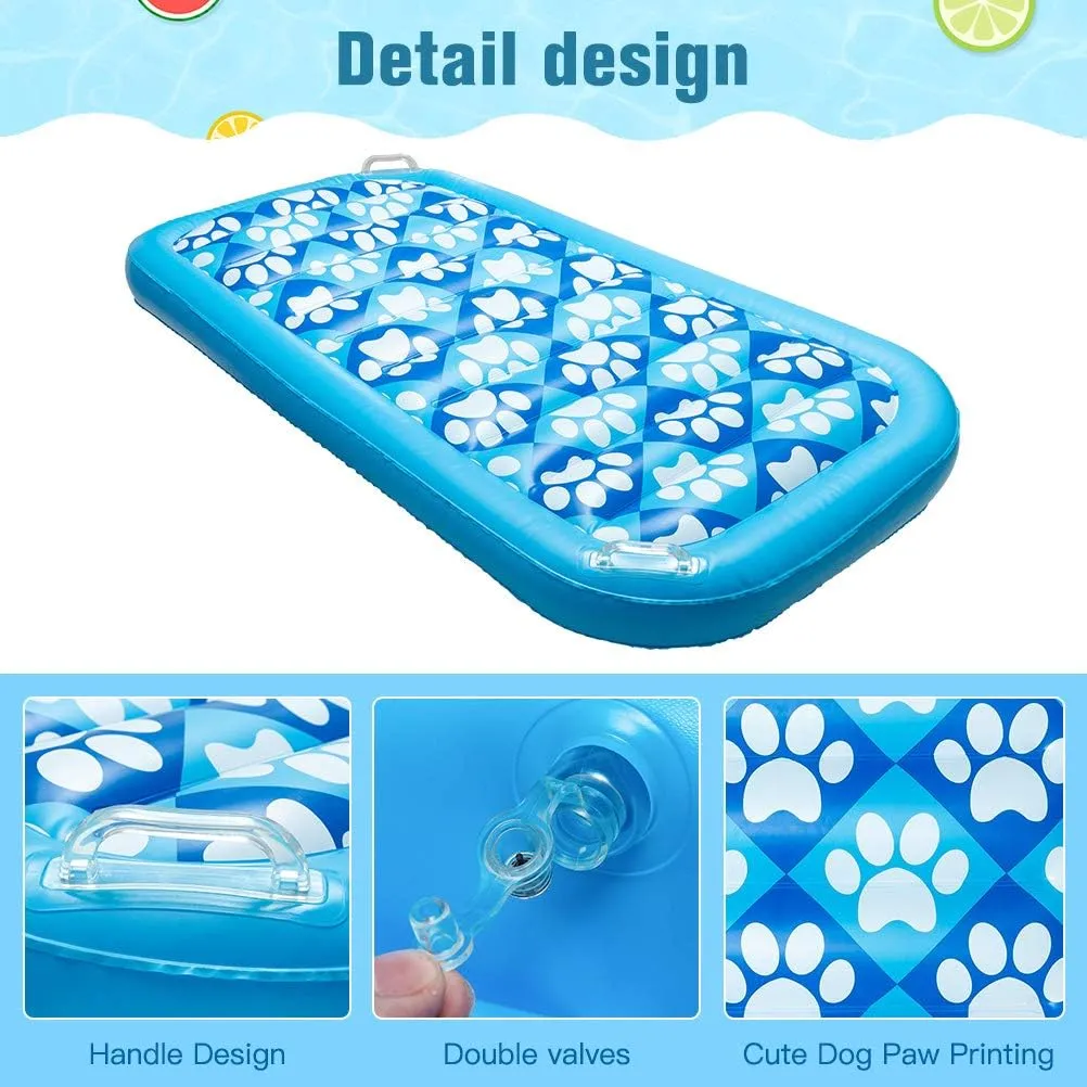 EXPAWLORER Inflatable Dog Pool Float - Large Ride On Pool Raft Toy for Pet, Summer Swiming Pool or Lake Water Games for Small to Large Dogs, Floating Raft with Cute Paw Design