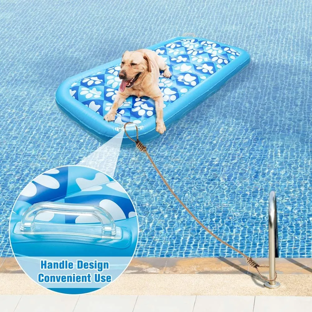 EXPAWLORER Inflatable Dog Pool Float - Large Ride On Pool Raft Toy for Pet, Summer Swiming Pool or Lake Water Games for Small to Large Dogs, Floating Raft with Cute Paw Design