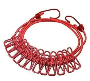 Extendable Cloth Drying Rope with Pulley & Clips