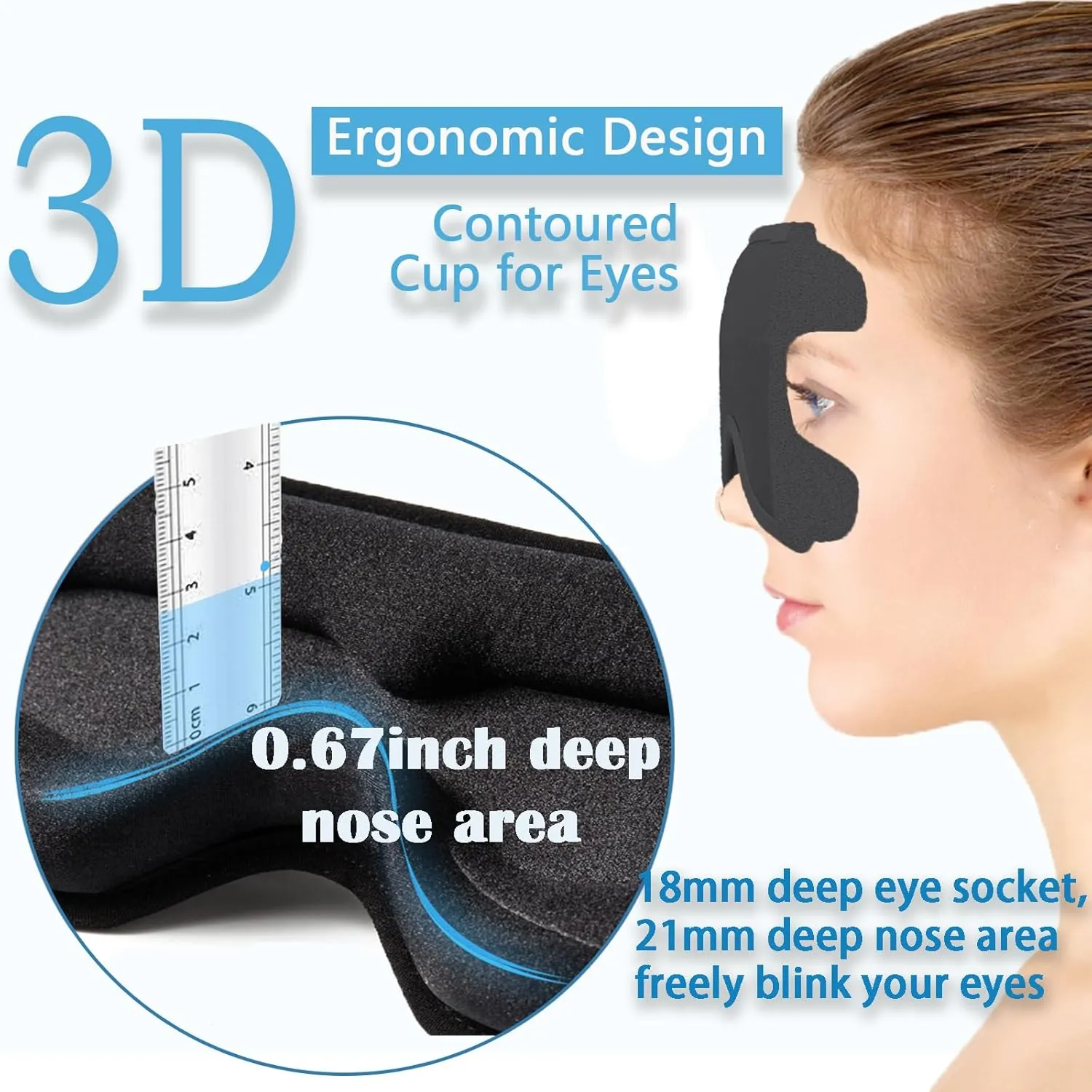 Eye Mask for Lash Extensions, Sleep Mask for Lash Extensions, Zero Eye Pressure 3D Contoured Lash Extension Sleep Mask