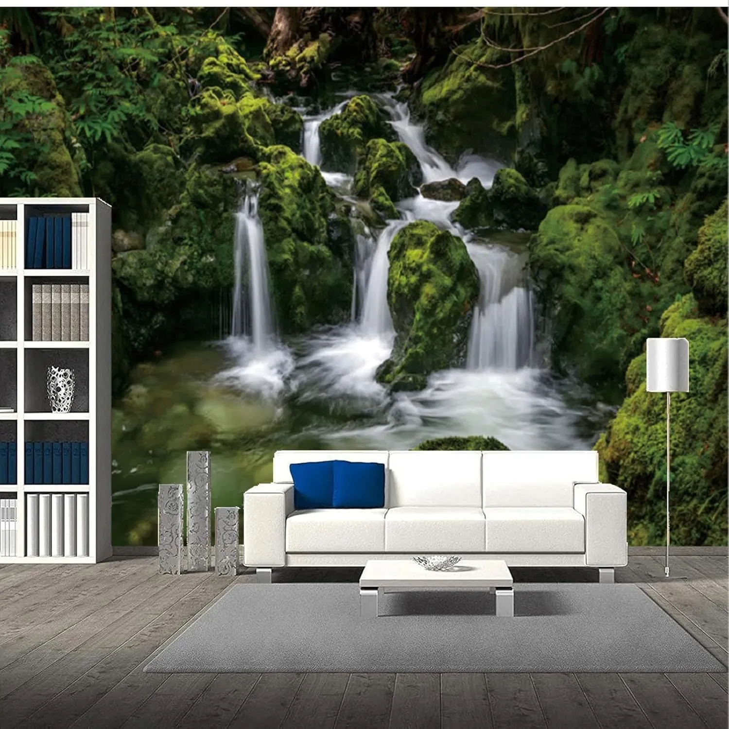 Fabric 9x6ft Nature Waterfall Backdrop Jungle Mountain Forest Lake Falls Cascades Photography Background Wedding Baby Shower Birthday Party Decor Home Office Photo Tapestry Props