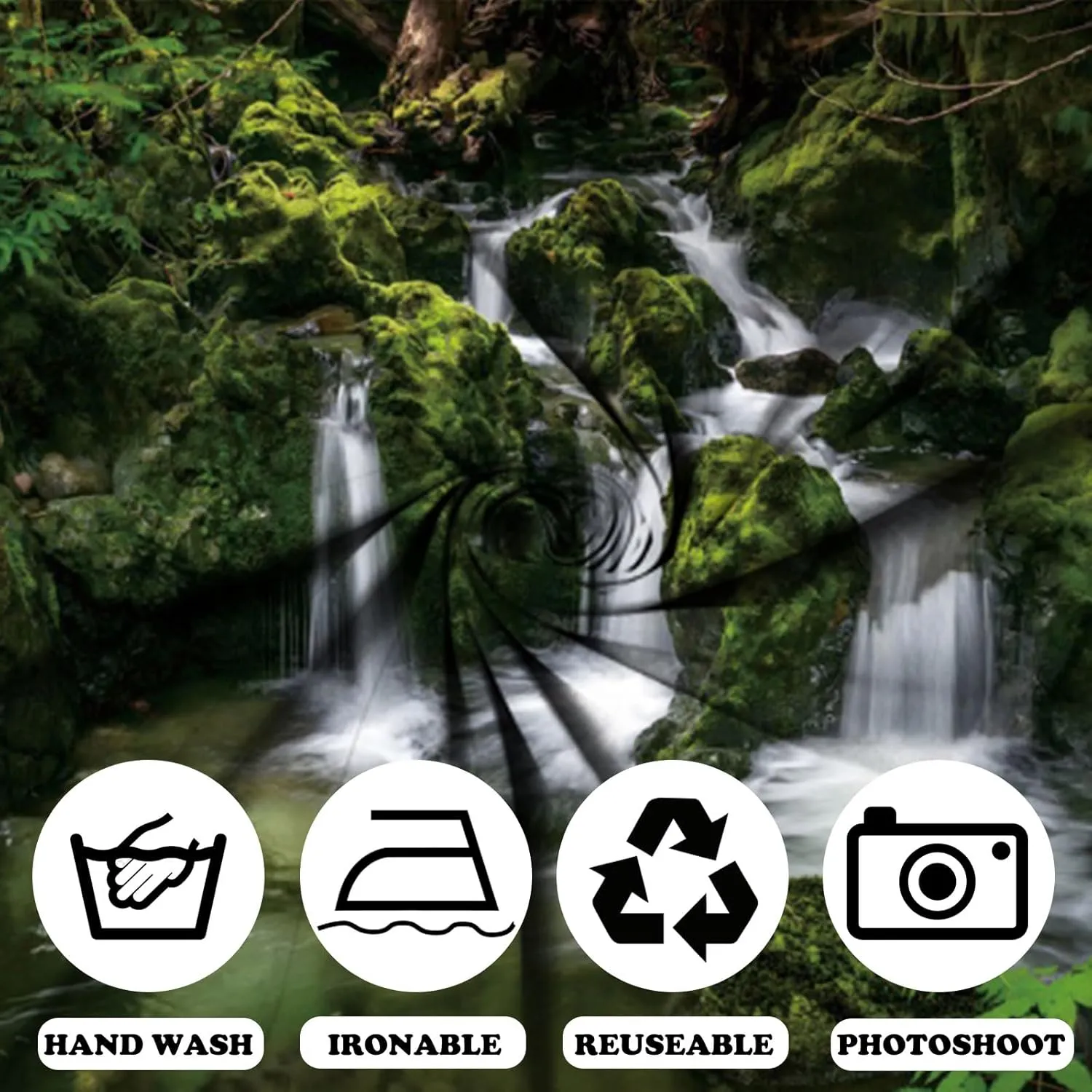 Fabric 9x6ft Nature Waterfall Backdrop Jungle Mountain Forest Lake Falls Cascades Photography Background Wedding Baby Shower Birthday Party Decor Home Office Photo Tapestry Props