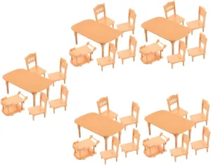 FAVOMOTO 5sets Miniature Dining Table and Chair Set Scale Dollhouse Furniture Accessories Compact Plastic Model for Creative Play and Realistic Decor for Boys and Girls Doll Houses