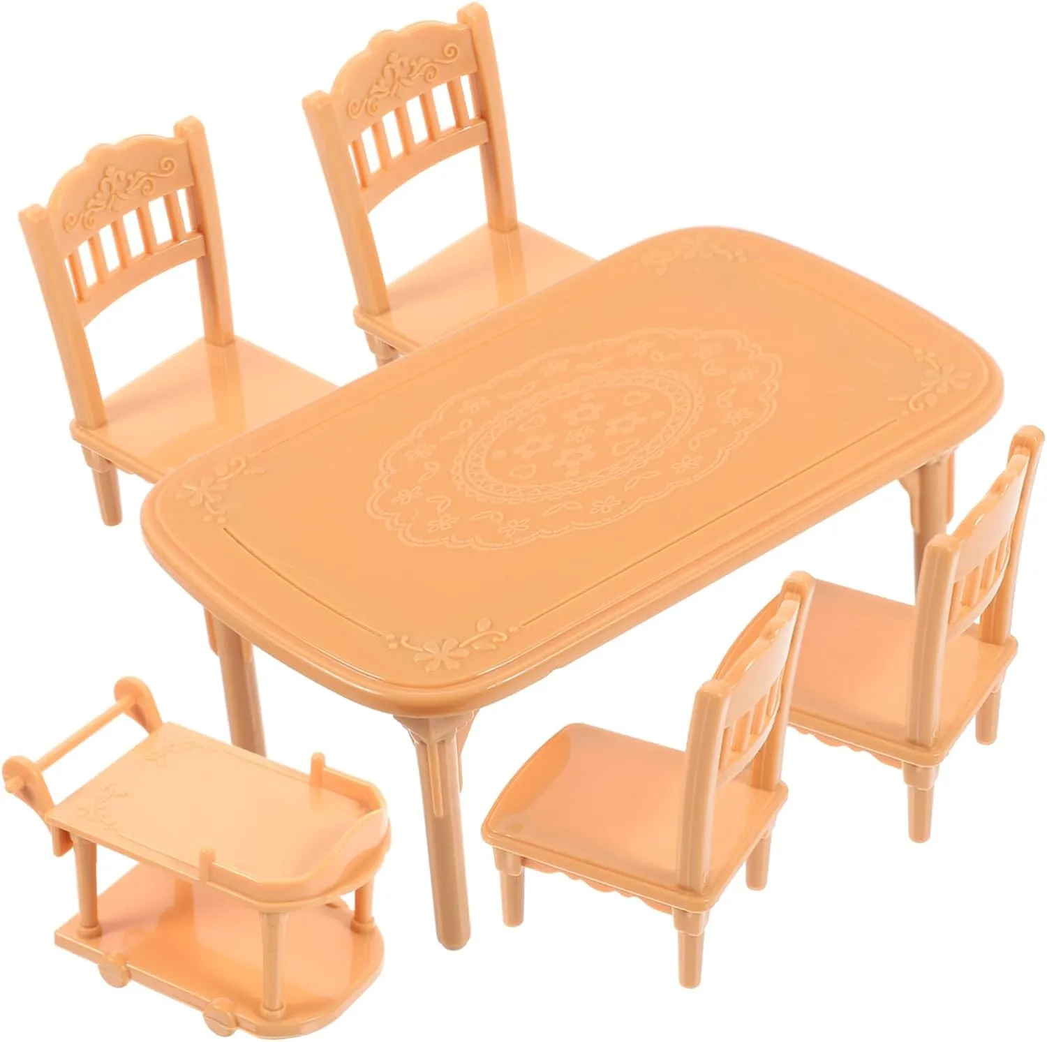 FAVOMOTO 5sets Miniature Dining Table and Chair Set Scale Dollhouse Furniture Accessories Compact Plastic Model for Creative Play and Realistic Decor for Boys and Girls Doll Houses