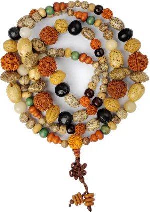 FAZOVIN Handmade 108 Mala Beads Necklace Made of 18 Kinds of Bodhi Seeds Wrap Bracelet Medetation Necklace for Men