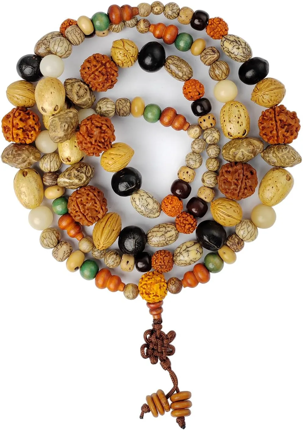 FAZOVIN Handmade 108 Mala Beads Necklace Made of 18 Kinds of Bodhi Seeds Wrap Bracelet Medetation Necklace for Men