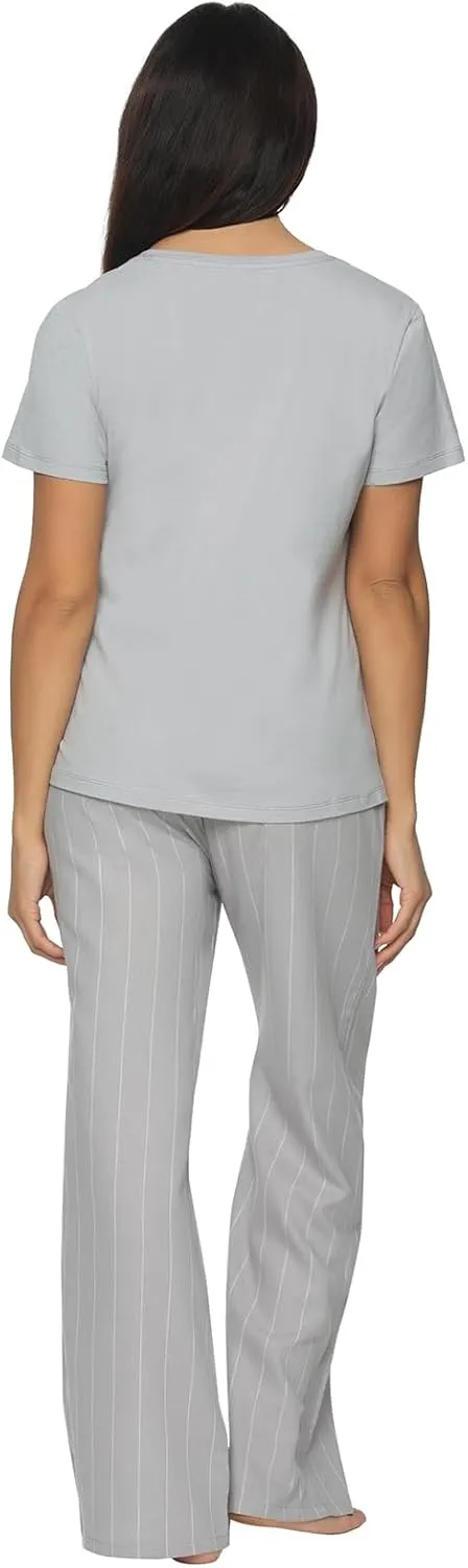 Felina - Mirielle V-Neck Pajama Set - Soft Cotton, Relaxed Fit, All-Season Comfort