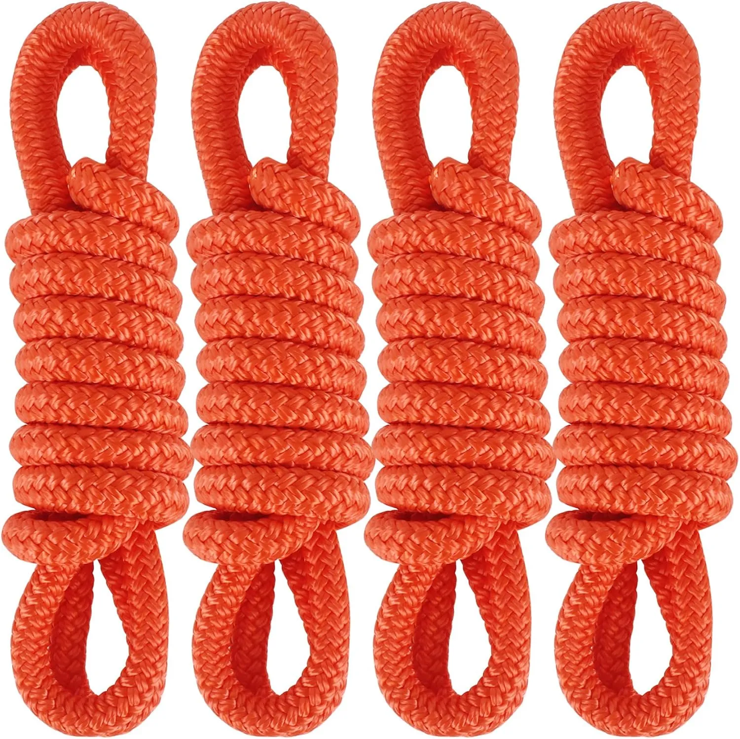 Fender Lines 6' x 3/8" Double Braided Boat Fender Lines 4 Pack, Boat Bumper Rope/Boat Fender Rope 9 Colors Boat Ropes for Docking with 5'' Eyelet Premium Dock Lines for Boats - Orange