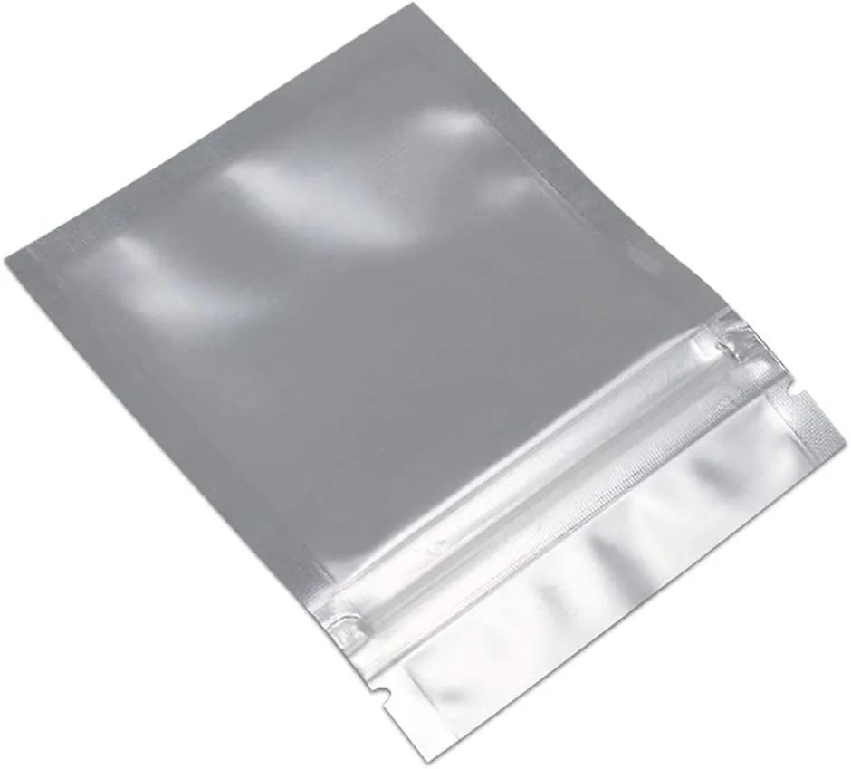 FERENLI 100 Pcs Mylar Zipper Lock Food Storage Bag Matte Aluminum Foil Airtight Bag with Front Window Plastic Packaging Pouch for Zip Flat Heat Seal Lock Resealable (10x15cm (3.9x5.9 inch), Green)