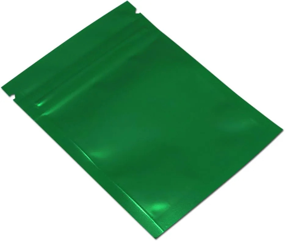 FERENLI 100 Pcs Mylar Zipper Lock Food Storage Bag Matte Aluminum Foil Airtight Bag with Front Window Plastic Packaging Pouch for Zip Flat Heat Seal Lock Resealable (10x15cm (3.9x5.9 inch), Green)
