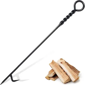 Fire Poker for Fire Pit, 40”Twisted Rope Design Fireplace Poker, Heavy Duty Handmade Fire Pit Poker for Campfire Wood Stove Firewood Log Coals, Outdoor and Indoor Fireplace Fire Pit Tools