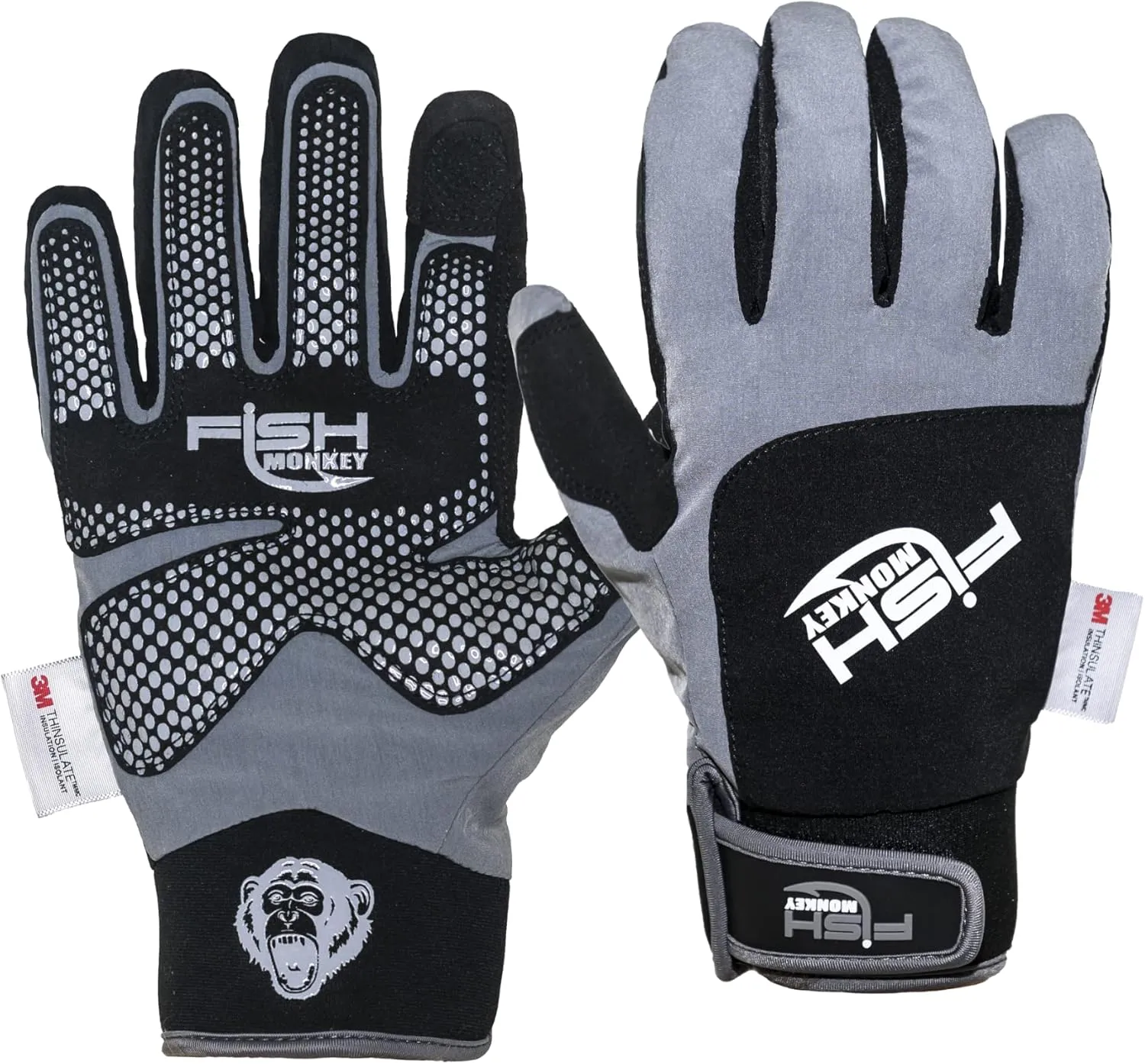 Fish Monkey Dry-Tec Waterproof Insulated Fishing Gloves, 40g Thinsulate Insulation with Non-Slip Palm and Screen Touch Index Fingers for Women and Men
