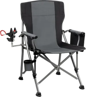 Fishing Chair with Upgraded 360° Adjustable Rod Holder, Folding Ice Fishing Chairs for Adults, Portable Camping Chair with Side Pocket Cup Holder for Outdoor Sports Garden Beach Lawn Picnic