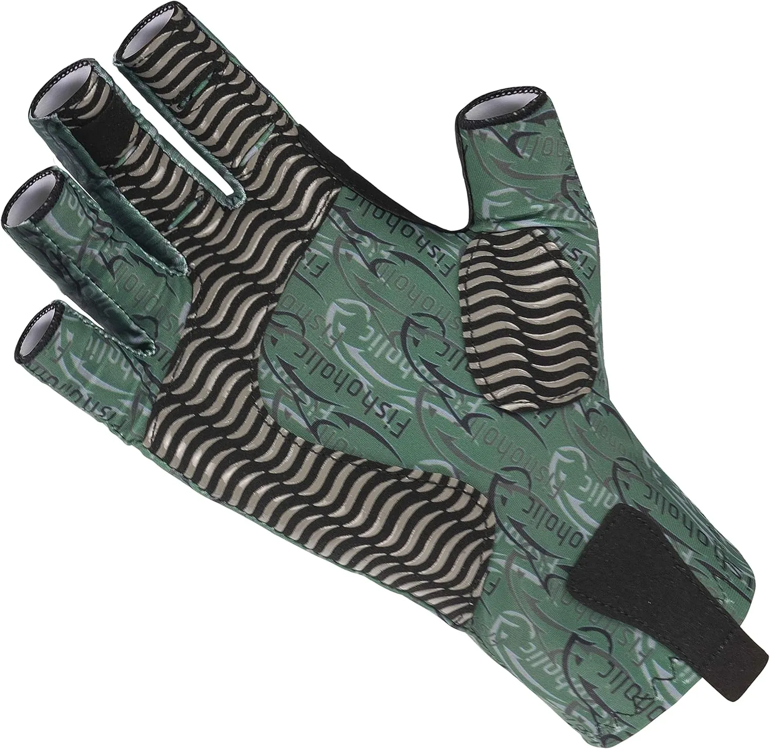 Fishoholic UPF50  Fingerless Fishing Gloves - Sticky Grip Sun Protection Glove - Kayaking Paddling or Rowing