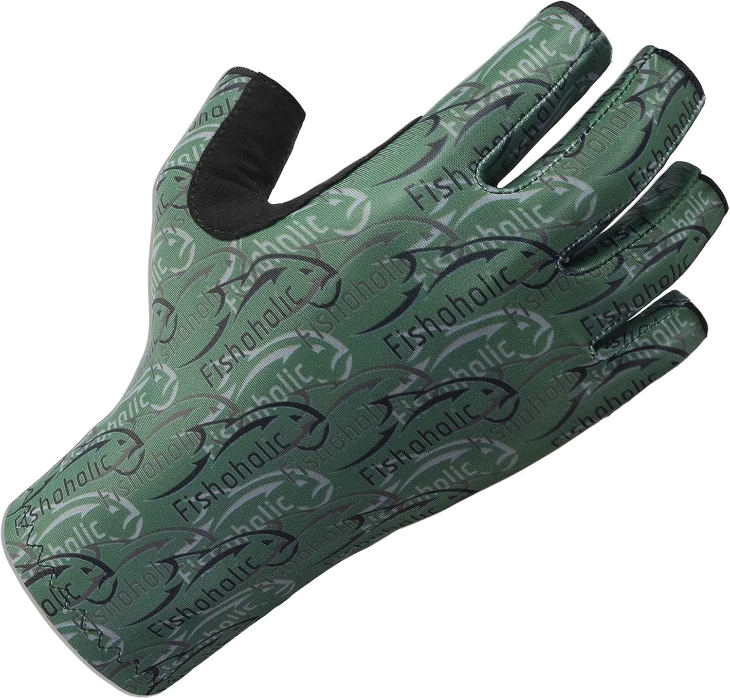 Fishoholic UPF50  Fingerless Fishing Gloves - Sticky Grip Sun Protection Glove - Kayaking Paddling or Rowing