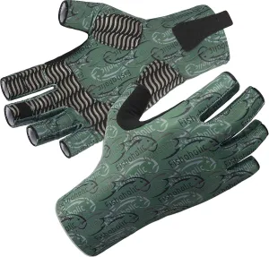 Fishoholic UPF50  Fingerless Fishing Gloves - Sticky Grip Sun Protection Glove - Kayaking Paddling or Rowing