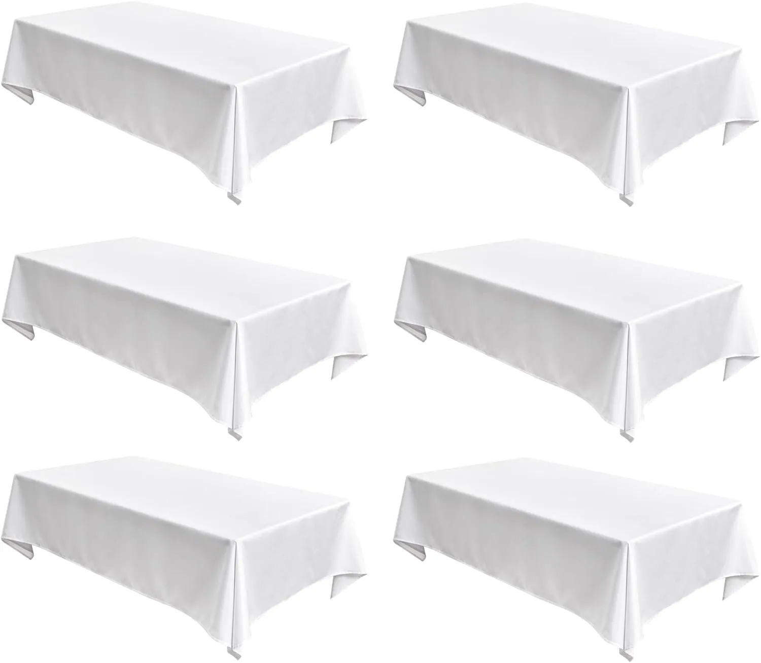 Fitable Faux Linen White Tablecloths for Rectangle Tables - 60 x 84 Inch - 6 Pack Fabric Textured Folding Table Clothes Faux Burlap 4 Ft Table Covers for Wedding, Party, Banquet, Birthday