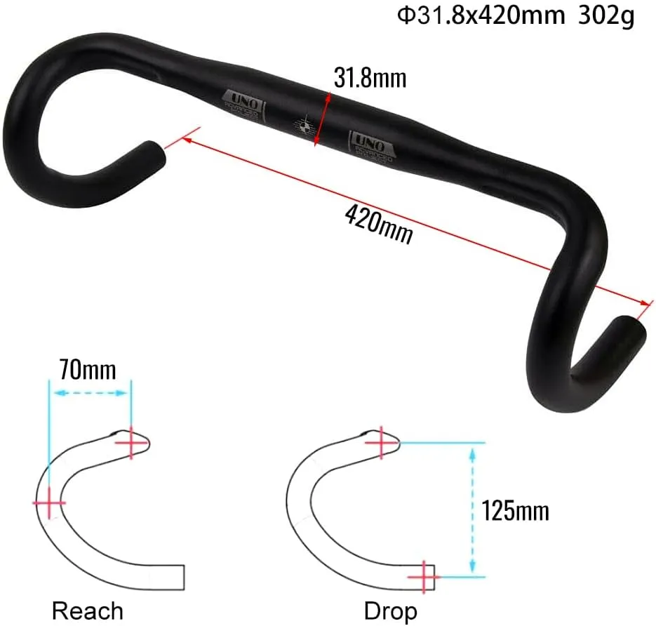 Fixed Gear Bike Road Bike Handlebar Ultralight Drop Bar Bent Handlebar Aluminum Alloy 25.4mm 31.8mm 380/400/420/440mm
