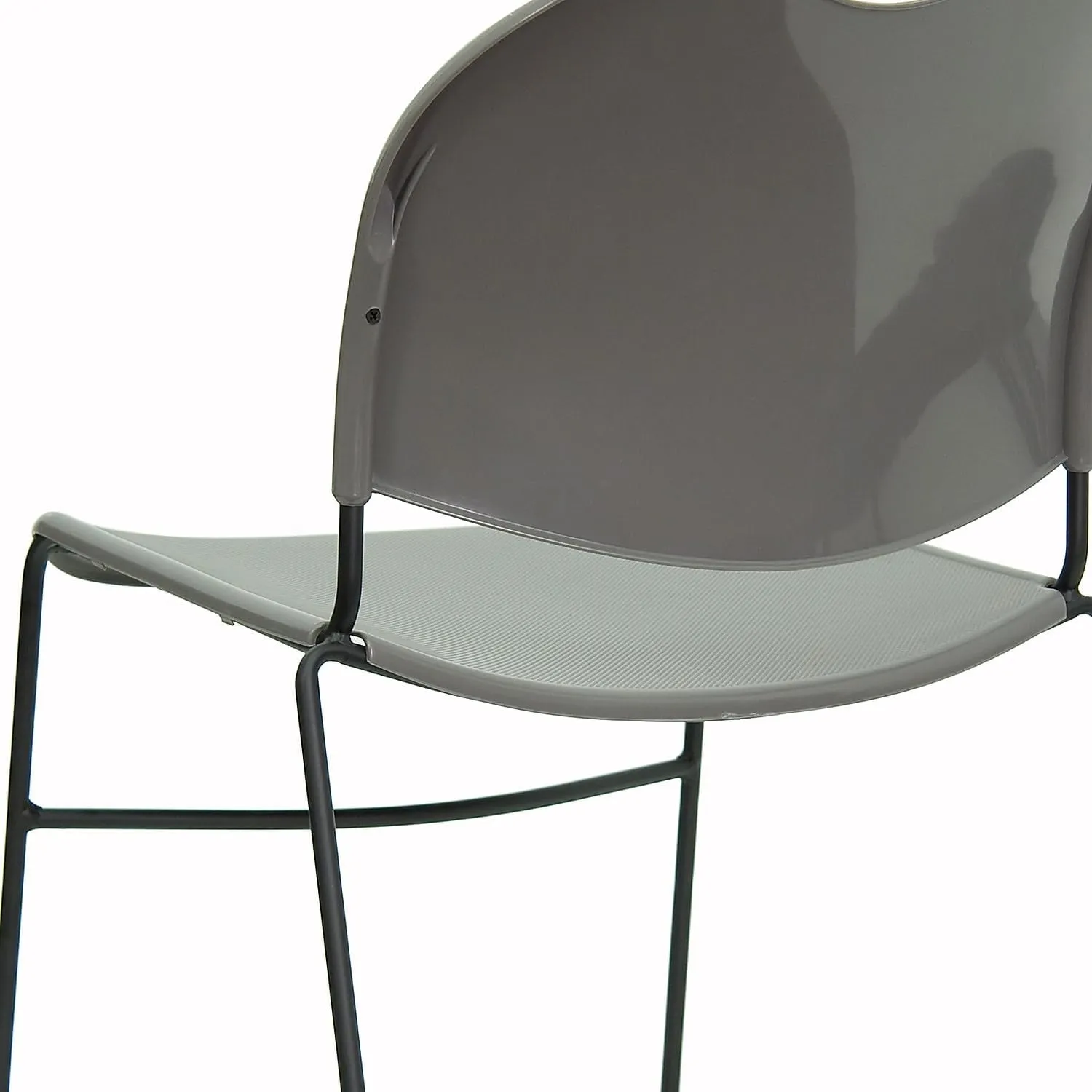 Flash Furniture 5 Pack HERCULES Series 880 lb. Capacity Gray Ultra-Compact Stack Chair with Black Powder Coated Frame