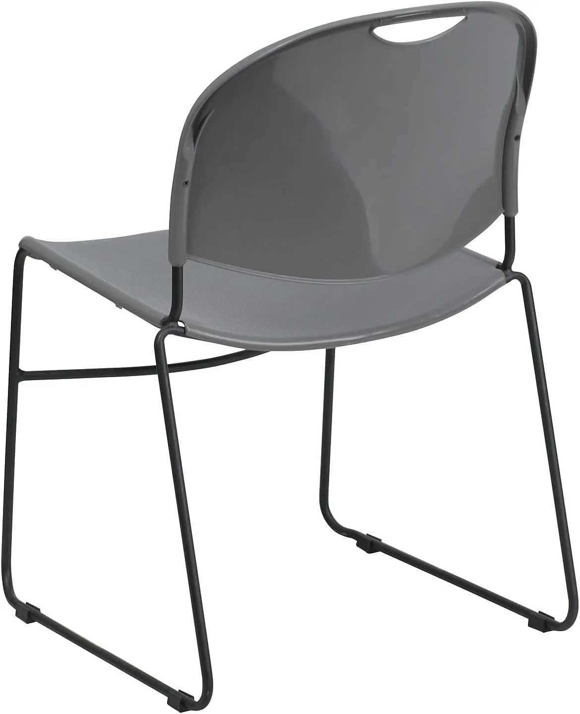 Flash Furniture 5 Pack HERCULES Series 880 lb. Capacity Gray Ultra-Compact Stack Chair with Black Powder Coated Frame
