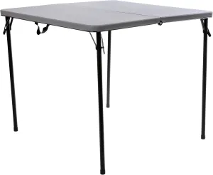 Flash Furniture Dunham 2.83' Square Plastic Folding Event Table with Carrying Handle, Bi-Fold Portable Banquet Table for Indoor/Outdoor Events, Gray