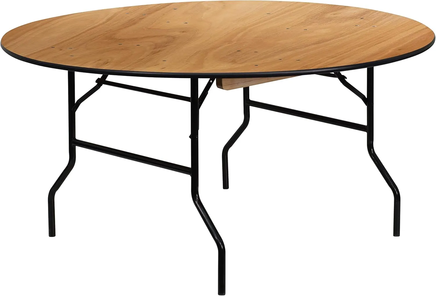Flash Furniture Furman 5' Round All-Occasion Wood Folding Event Table, Foldable Round Portable Banquet Table with Wooden Top, Natural/Black