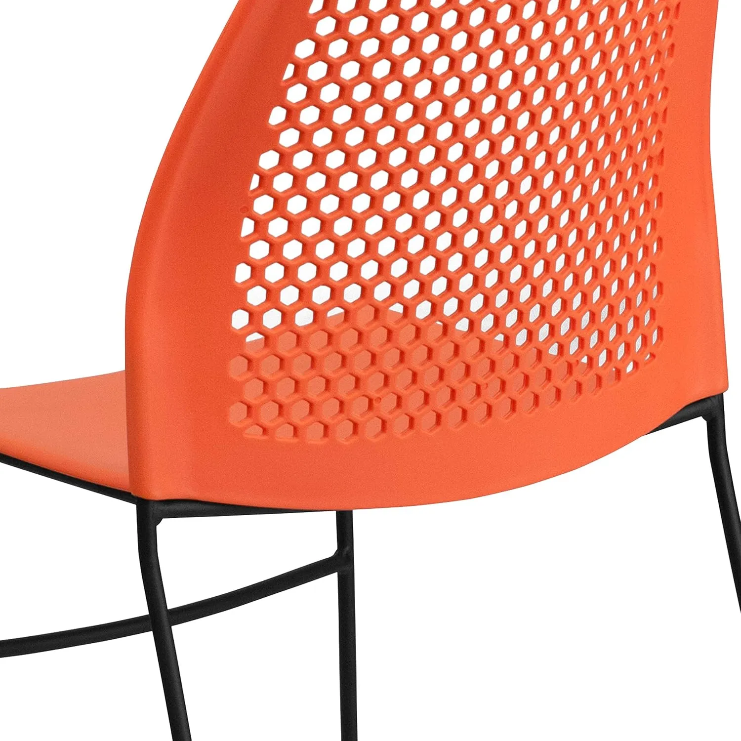 Flash Furniture Hercules Series Contoured Lobby Chairs with Air-Vent Honeycomb Backs, Ergonomic Stacking Chairs for Offices, Set of 5, Orange