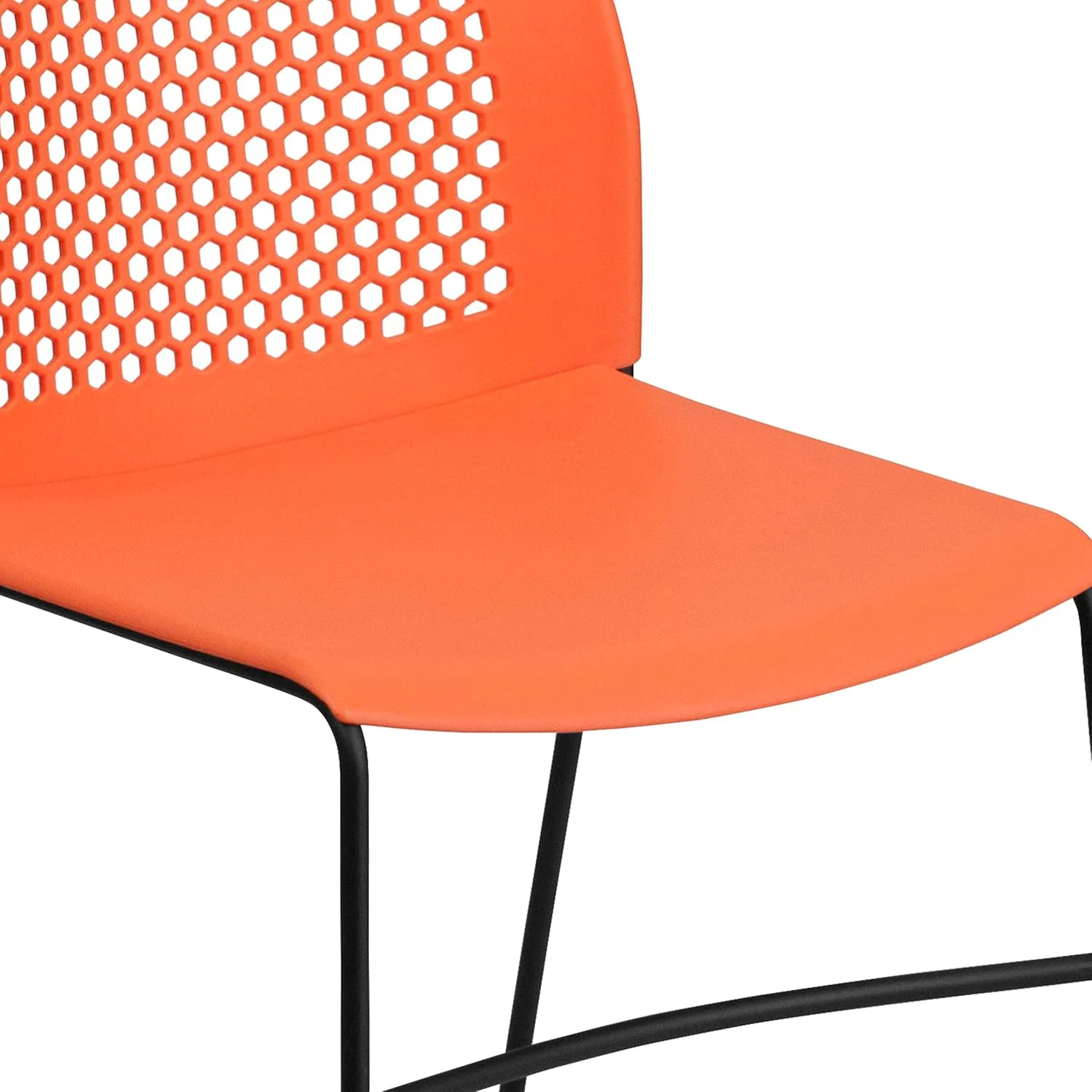 Flash Furniture Hercules Series Contoured Lobby Chairs with Air-Vent Honeycomb Backs, Ergonomic Stacking Chairs for Offices, Set of 5, Orange