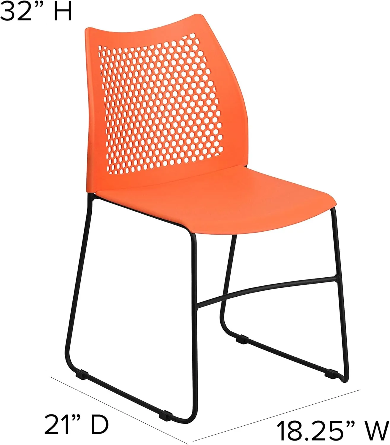 Flash Furniture Hercules Series Contoured Lobby Chairs with Air-Vent Honeycomb Backs, Ergonomic Stacking Chairs for Offices, Set of 5, Orange