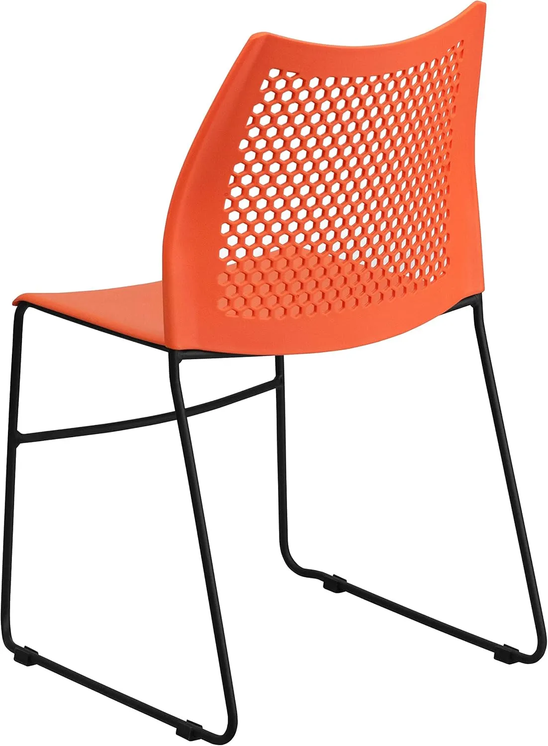 Flash Furniture Hercules Series Contoured Lobby Chairs with Air-Vent Honeycomb Backs, Ergonomic Stacking Chairs for Offices, Set of 5, Orange