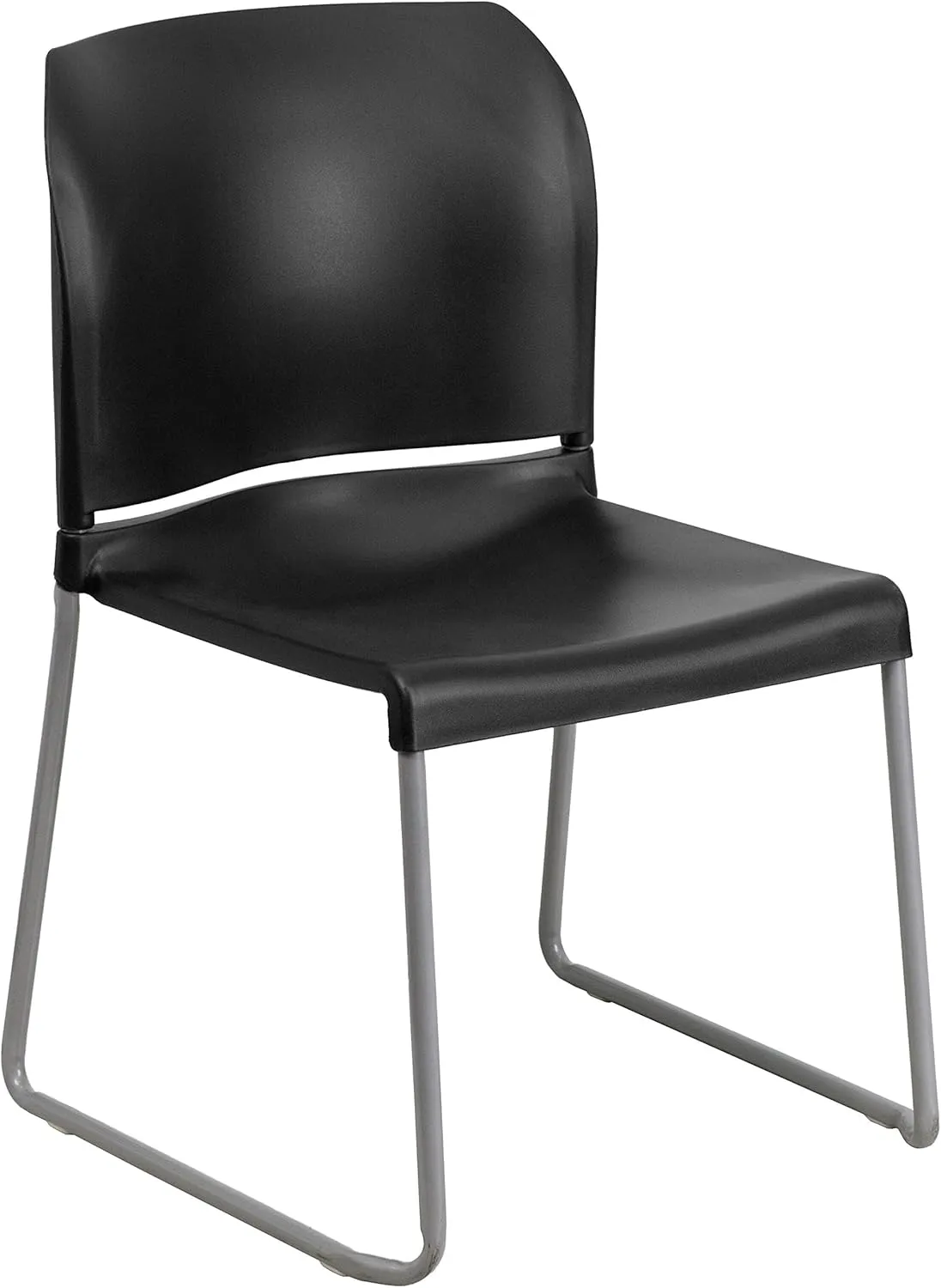 Flash Furniture Hercules Series Contoured Stacking Chairs for Waiting Rooms and Offices, Ergonomic Lobby Chairs with Curved Back, Set of 5, Black