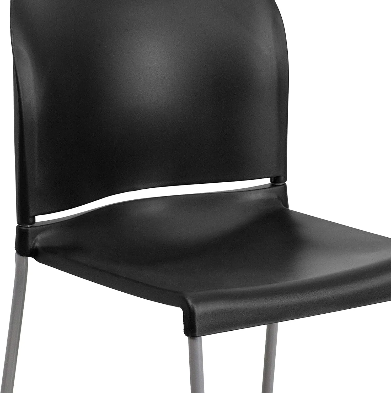 Flash Furniture Hercules Series Contoured Stacking Chairs for Waiting Rooms and Offices, Ergonomic Lobby Chairs with Curved Back, Set of 5, Black