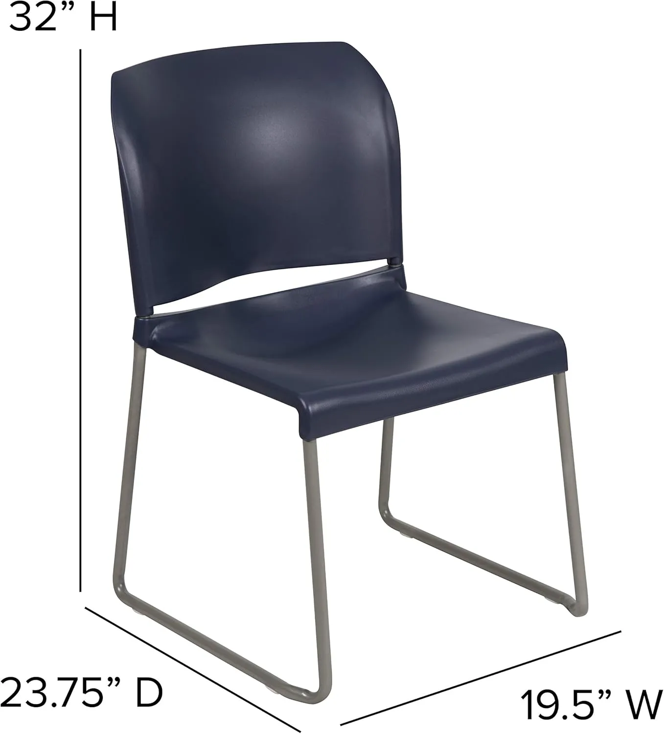 Flash Furniture Hercules Series Contoured Stacking Chairs for Waiting Rooms and Offices, Ergonomic Lobby Chairs with Curved Back, Set of 5, Navy